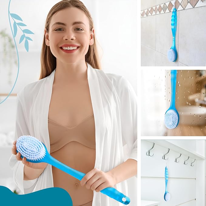2 Pack Bath Body Brush Long Handle Back Shower Brush Exfoliating Back, and Feet - Image 5