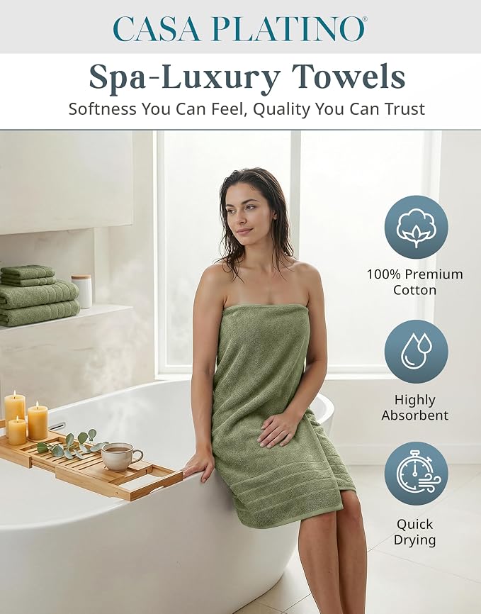 Casa Platino 100% Luxury Bath Towel Pack of 12 - Image 2