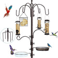 YINGYM 6-Hook Bird Feeding Station Kit, Wild Bird Feeder Stand Pole, Bird Bath by YINGYM