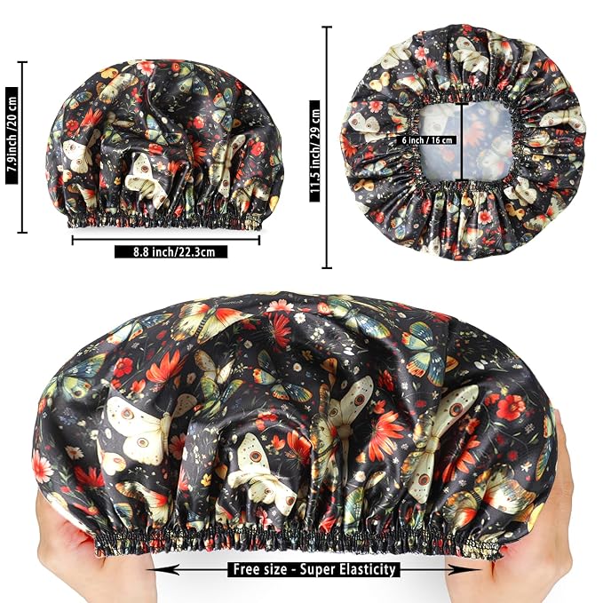 Shower Cap for Women, Double Layers Shower Caps Reusable Waterproof, Bathing - Image 4