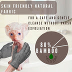 Sphynx Cat Bath Glove, Carbonized Bamboo Charcoal Exfoliating Mitt - Image 4