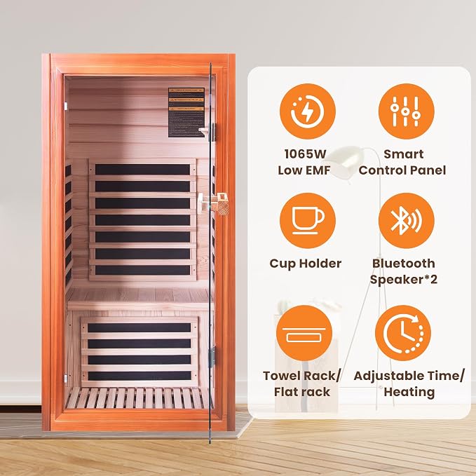 OUTEXER Far Infrared Sauna Dry Saunas 1065W Indoor Home Sauna Low EMF 110V - Image 8