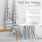 8 Piece Bathroom Towel Set Gray |2 Oversized Large Bath Towels Sheet, 2 Hand - Image 3