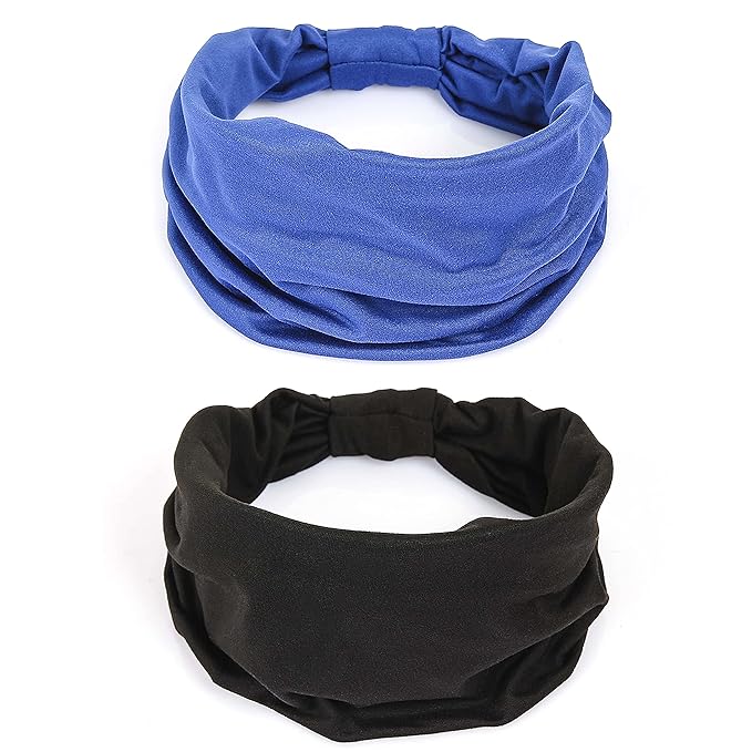 GiLi 2 Pack Wide Headbands for Women Boho African Knotted Non Slip Fashion Hair by GiLi