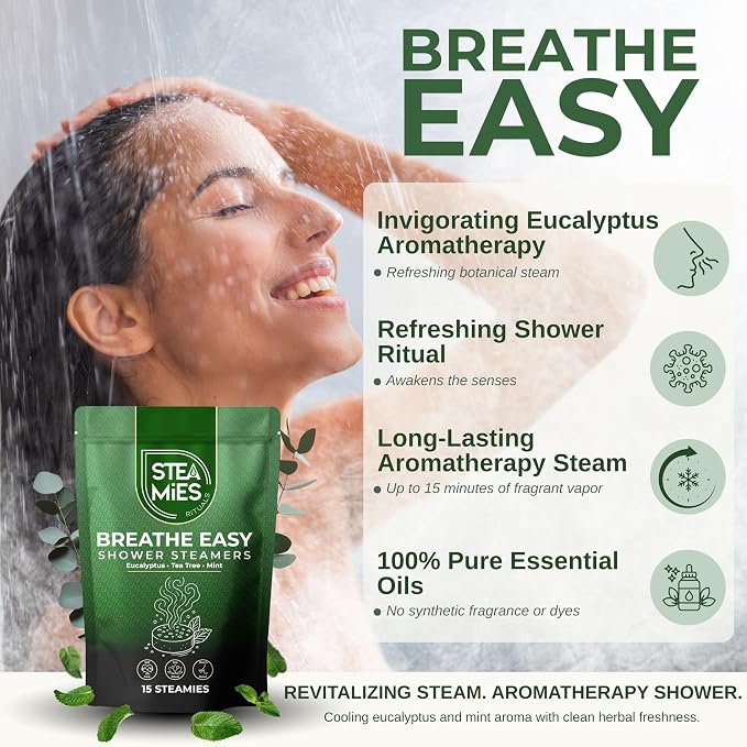 STEAMIES Shower Steamers Aromatherapy Breathe Easy 15 Pack – Premium Eucalyptus - Image 3