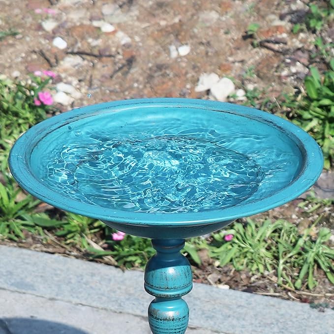 26.6”H×12.3" W Cast Iron Pedestal Bird Bath，Metal Birdbaths Bird Feeder Seed - Image 6