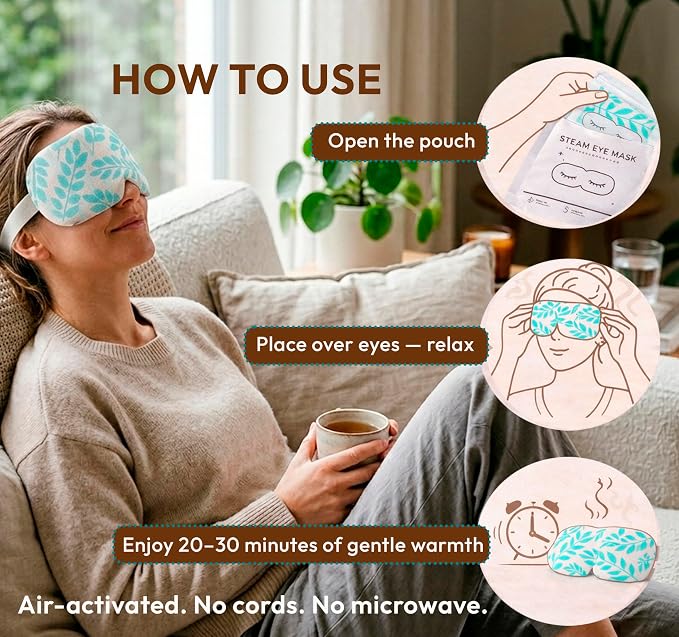 Steam Eye Mask - 16 Pack Self-Heating Warm Compress - Image 8