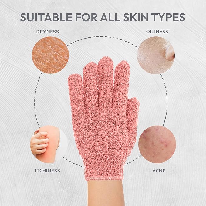 4 Pairs Exfoliating Gloves, 100% Nylon, Dual Texture Body Scrub - Image 6