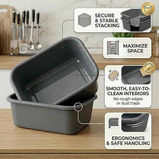 DecorRack 2 Plastic Wash Basins, Large 10 Quart Graduated Bucket, Portable - Image 6