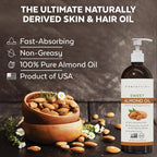 Viva Naturals Sweet Almond Oil, 16 fl. oz – Skin & Hair Moisturizer, Body & - Image 2