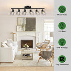Baocuz 6-Lights Black Semi Flush Mount Ceiling Light, Rotatable Kitchen Track - Image 3