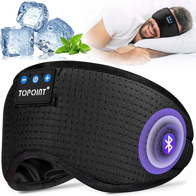 TOPOINT Sleep Mask with Bluetooth Headphones, Breathable Silk Eye Mask - Image 9