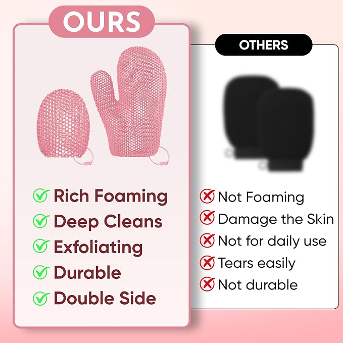 2 Pcs Honeycomb Exfoliating Mitten Set Bath Mitt Honeycomb Face and Body - Image 3