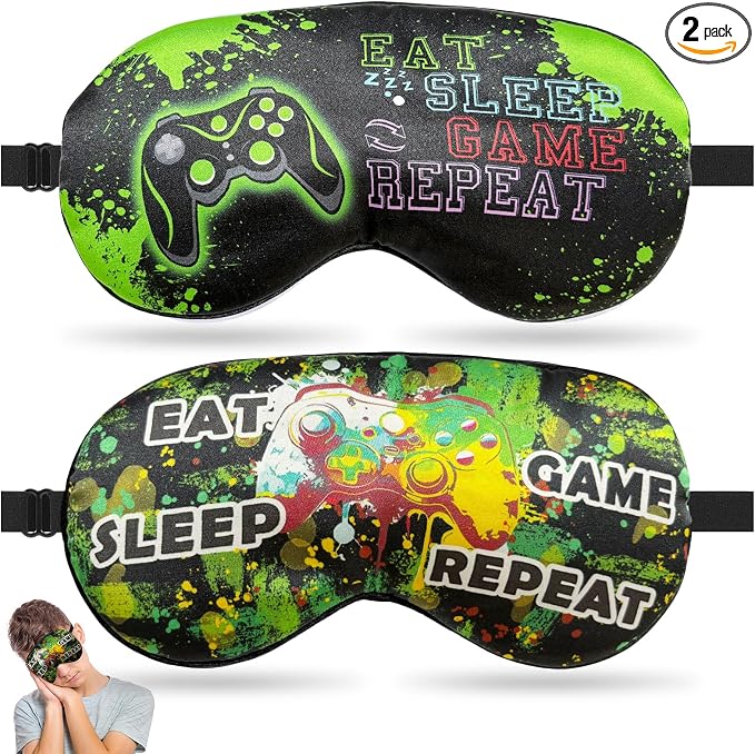 2 Pcs Boys Sleep Eye Mask, Guys Blackout Sleeping Silk Mask by knIykmr