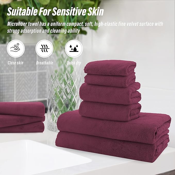 MOONQUEEN Ultra Soft Microfiber Coral Velvet Towel Set - Image 7