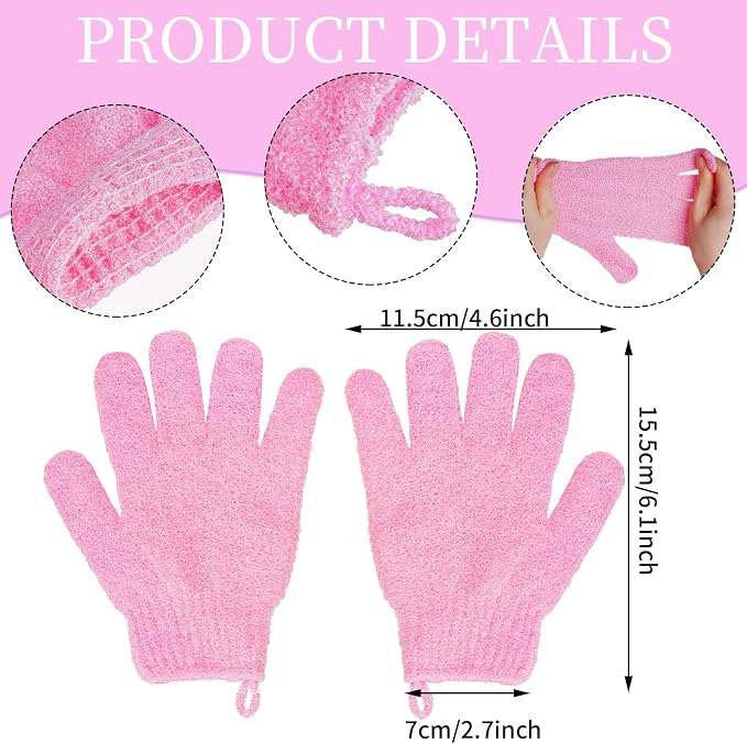 4 Pairs Bath Exfoliating Gloves Scrub, Double Sided Bath Mitts Scrubs - Image 2