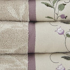 Madison Park Serene 100% Cotton Bath Towel Set Luxurious Floral Decorative - Image 3