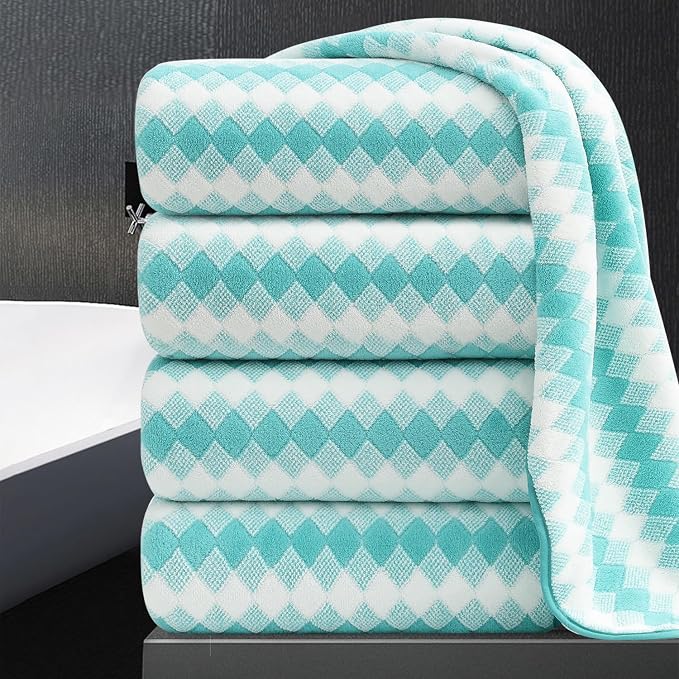 4 Piece Extra Large Bath Towel Set Oversized Bath Sheet 35"x70" Bathroom Towel by MAGGEA