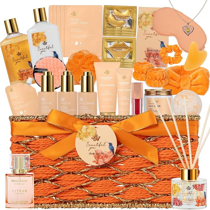 35 Pcs Mothers Day Gift for Women, Bergamot & Rose Bath & Body Gift Basket Set by RAROSAACCA