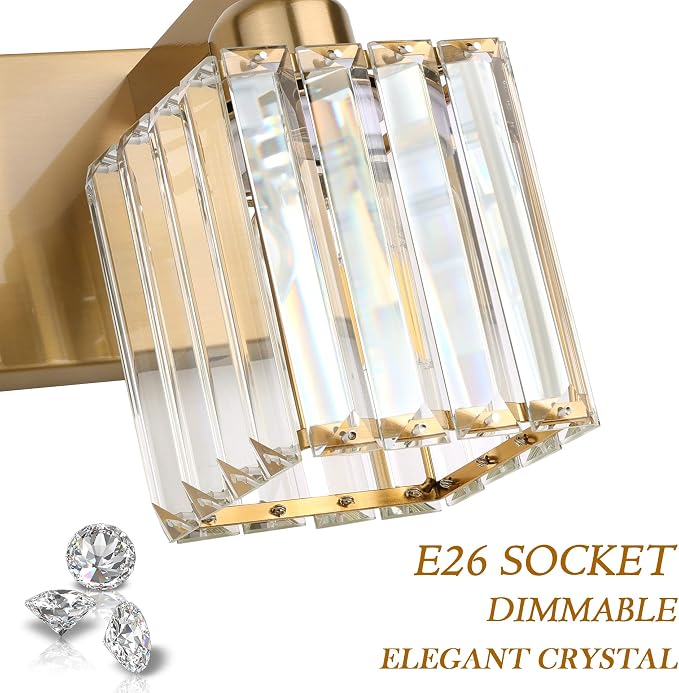 Aipsun Bathroom Vanity Light Brass Crystal Vanity Lighting Fixtures 6 Light - Image 7