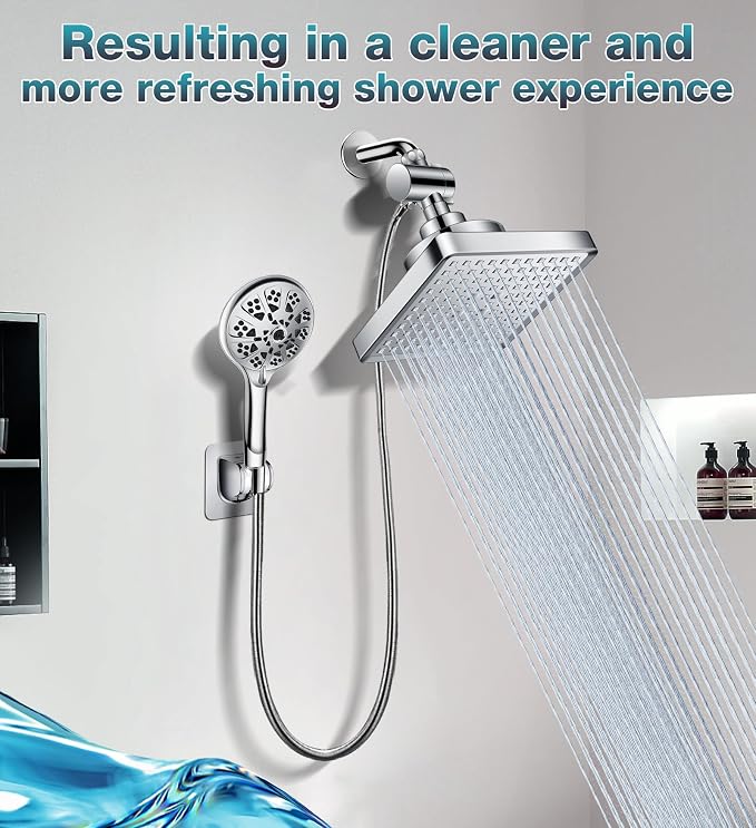 Dual Filtered Rain Shower Head Combo, High Pressure 10 Modes Handheld Shower - Image 7