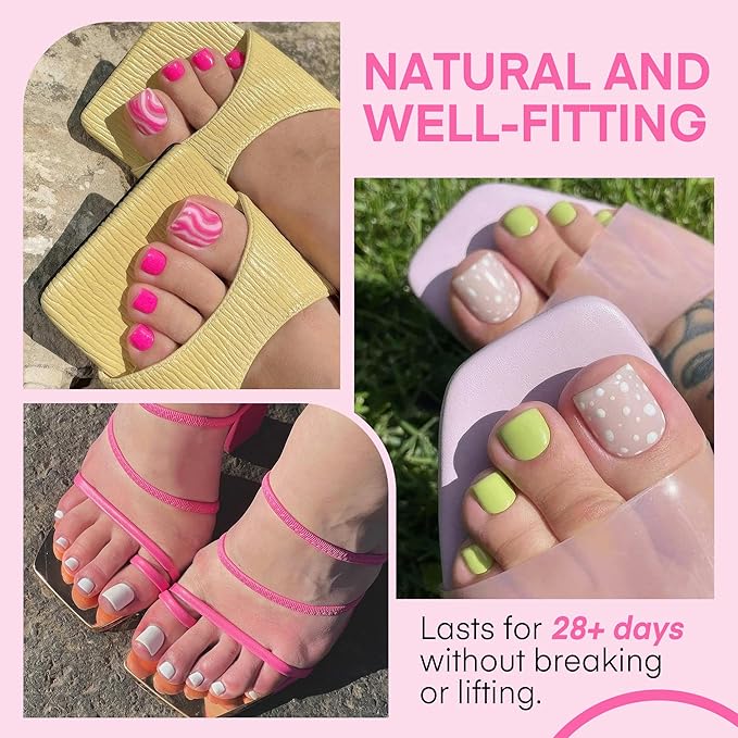 UNA GELLA Square Toe Nail Tips 216Pcs 15Sizes Full Cover Long Wider Toe Nail - Image 2