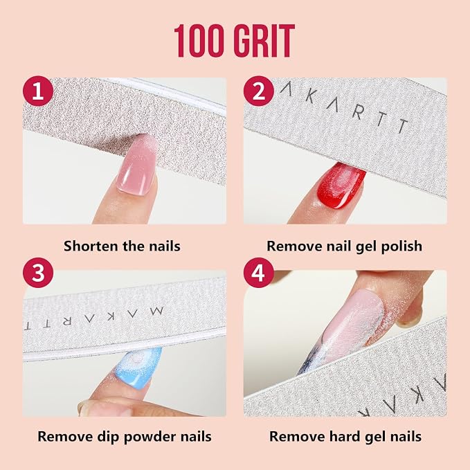 Makartt Nail File, 100/180 Grit 20 Pcs Nail Files - Image 2