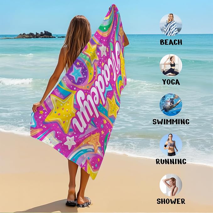 JML Custom Beach Towel with Name, Personalized Microfiber Beach Towel with Name - Image 6