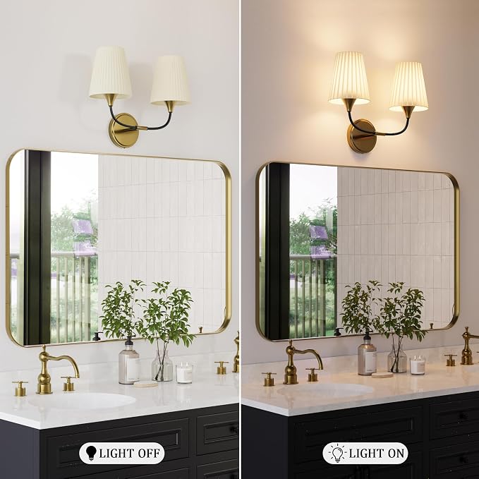 Bathroom Vanity Light with Fabric Shade, 2-Light Bathroom Vanity Light Over - Image 7