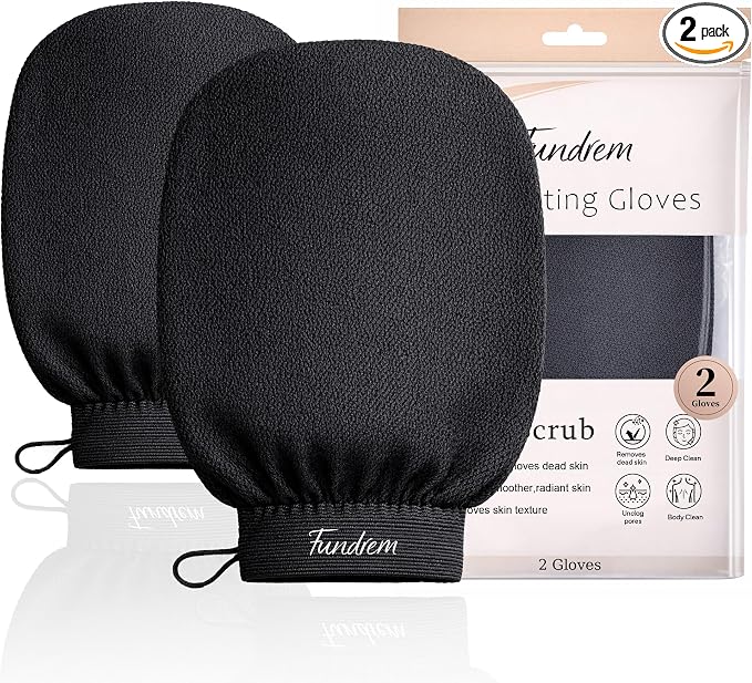 Exfoliating Gloves 2 Pcs, Korean Exfoliating Mitts, Body Scrub by FUNDREM