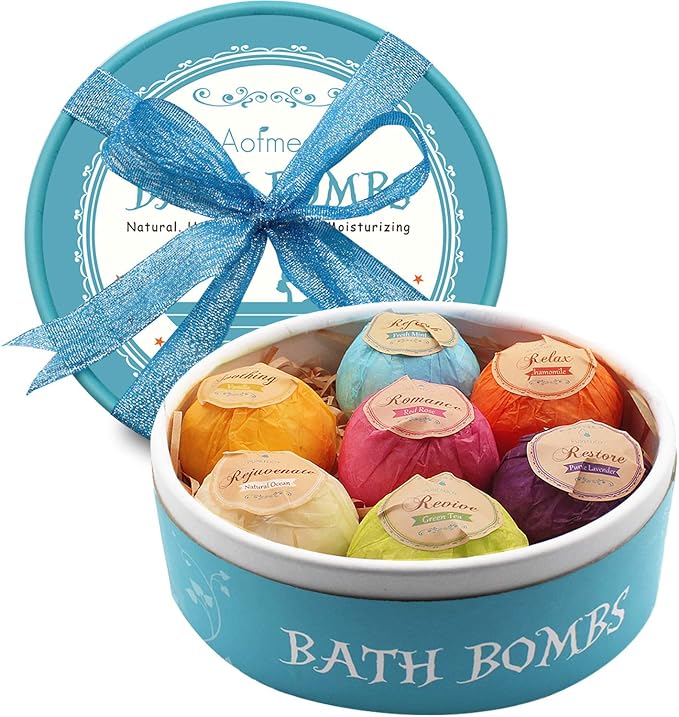Aofmee Bath Bombs, Natural Handmade Fizzies Gift Set, Spa Organic Bathbombs by Aofmee