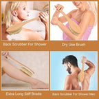 OWIIZI Back Scrubber Brush for Shower, Long Stiff Bristle Body Bath Brushes - Image 4