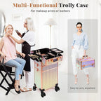 3 in 1 Rolling Makeup Train Case Professional Large Cosmetic Trolley - Image 4