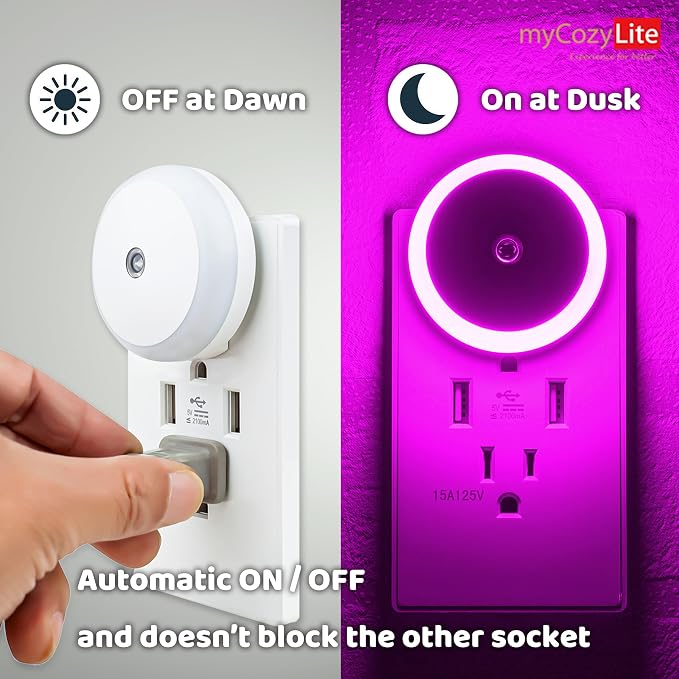 myCozyLite Pink Light Night Light Plug in, Home Decor, Dusk to Dawn Sensor - Image 2