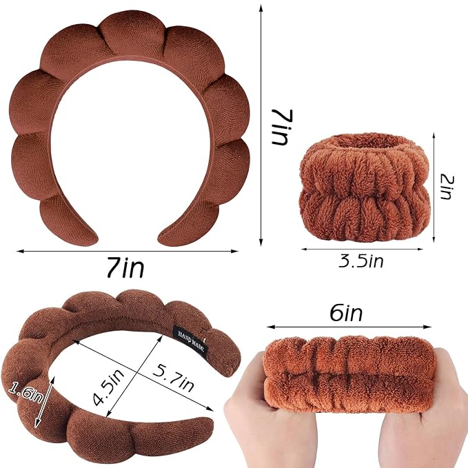 Zkptops Spa Headband for Washing Face Wristband Set Sponge Makeup Skincare - Image 6