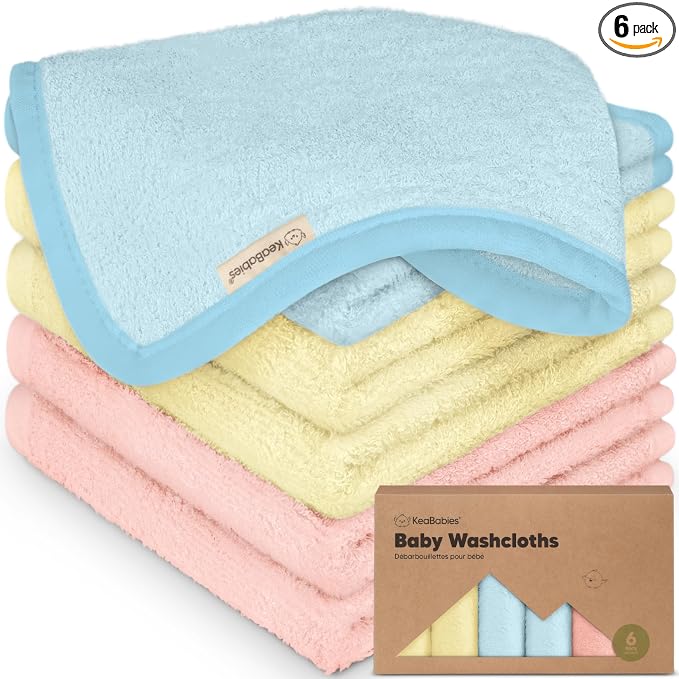 6-Pack Baby Washcloths – Soft Absorbent Viscose from Bamboo Washcloths by KeaBabies