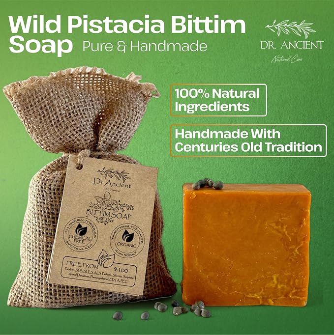 Dr.Ancient Wild Pistacia Bittim Soap Bar, Organic Soap Bars Handcrafted the - Image 2