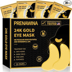 Under Eye Patches for Puffy Eyes Treatment 30 Pairs, 24K Gold Under Eye Masks by Prenawina
