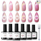 Modelones Cat Eye Gel Nail Polish Set, 6 Colors Summer Neutral Nude Pink by MODELONES