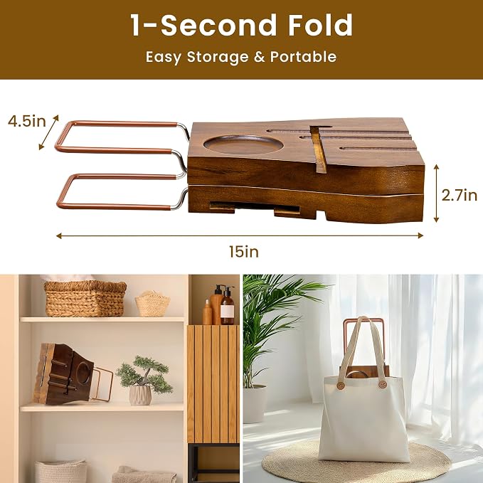 Teak Bathtub Tray Expandable Bathroom Tray - Image 7