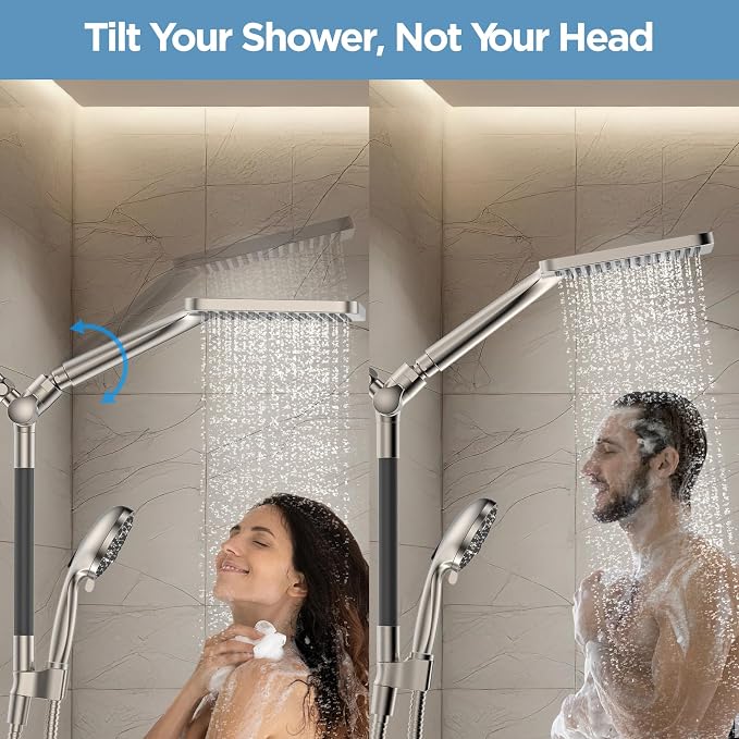 Dual Handheld Shower Head Combo, 2-in-1 Rain Shower Heads System Wide Rainfall - Image 3