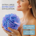 SHOWER BOUQUET Loofah Bath-Sponge XL Swirl-Deep-4-Pack // Extra Large 75g Soft - Image 2