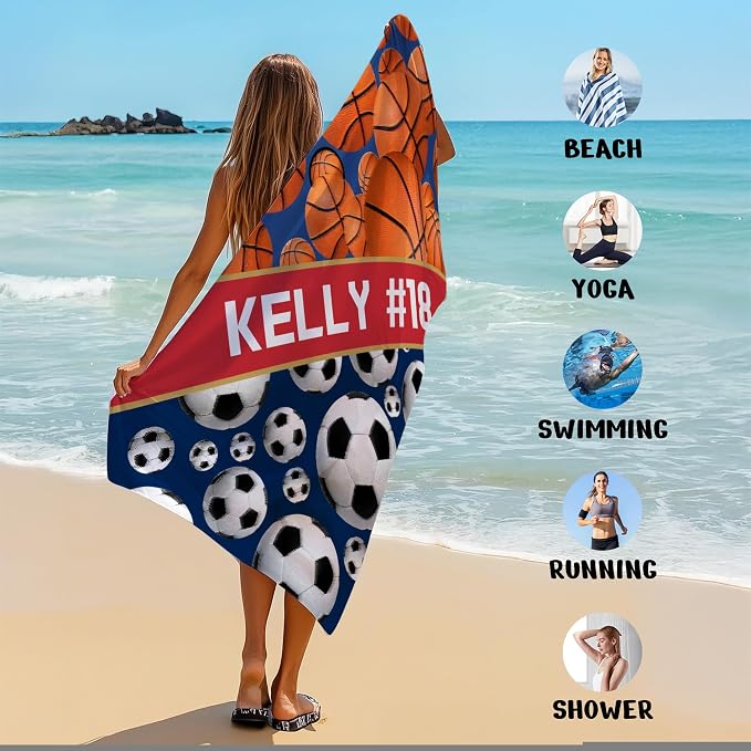 Personalized Beach Towel With Name, Custom Beach Towel with Text, Customized - Image 6