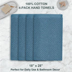 VOOVA & MOVAS Hand Towels for Bathroom Set of 4, Large 18" x 28", 100% Cotton | - Image 4