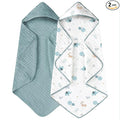 Yoofoss Hooded Baby Towels for Newborn 2 Pack 100% Muslin Organic Cotton Baby by YOOFOSS
