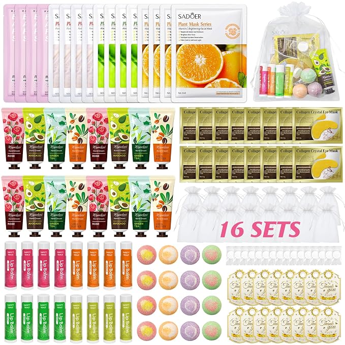 128 PCS Spa Party Supplies for Women, Spa Kit Include Lip Balm, Facial Masks by yopela