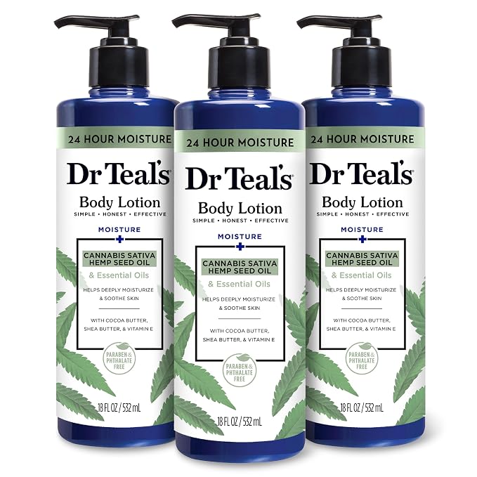 Dr Teal's Body Lotion, Cannabis Sativa Hemp Seed Oil & Essential Oils, 18 fl oz by DrTeals
