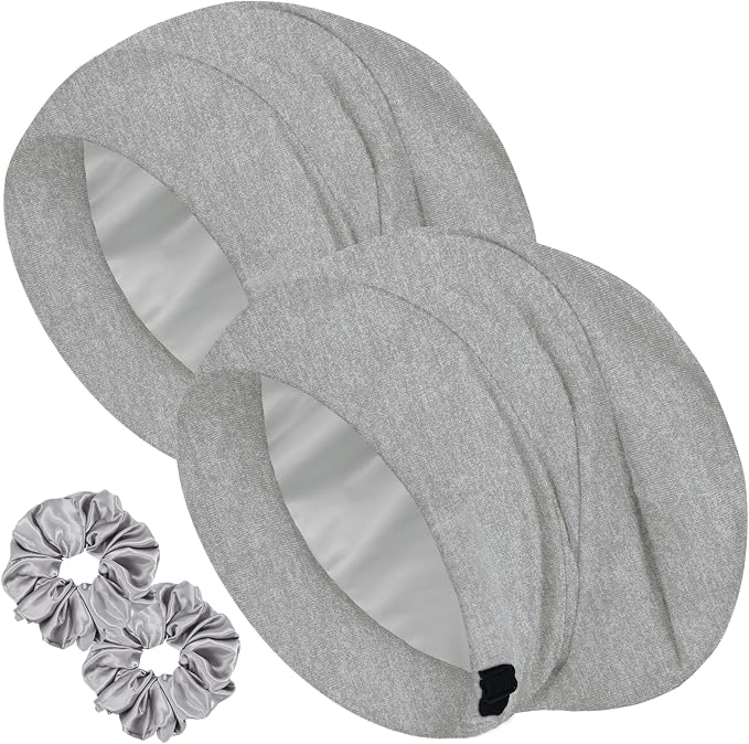 Sleep Cap Bonnet for Sleeping, Adjustable Cooling Ice Silk Lined Hair Bonnets by ROYBENS