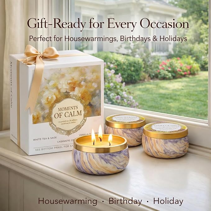 YMing 3-Wick Candle Gift Set, 3 Pack, 14 oz Each, Scented Candles - Image 6