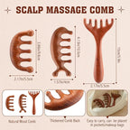 LemonRoad 12 Pack Wooden Scalp Massager Natural Sandalwood Wide Tooth Combs - Image 2